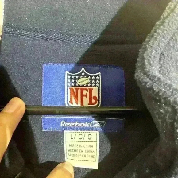 New England Patriots NFL Reebox Mens Fleece 1/4 Zip Pullover Football Blue L - Picture 4 of 8